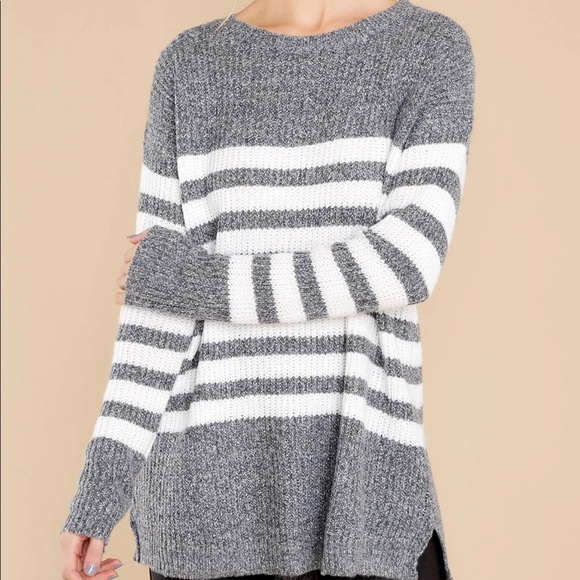 long gray & white striped sweater. - Picture 3 of 4